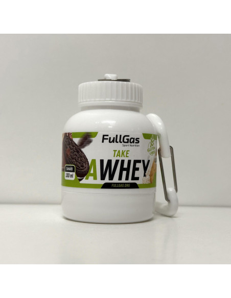 R001 - Llavero porta proteína - TAKE A-WHEY - 100 ml