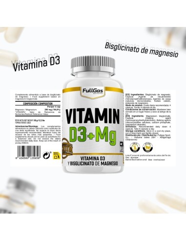 Vitamine D3 + Bisglycinate de magnésium - 120 capsules