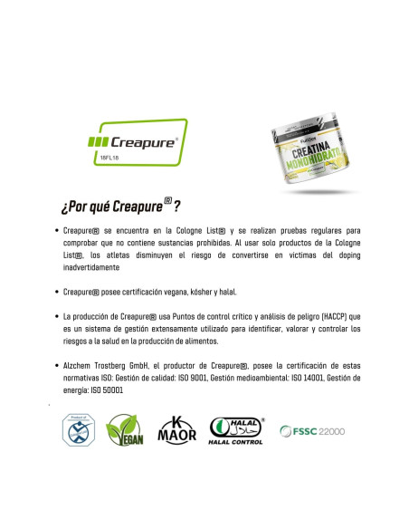 Creapure® (poudre de créatine monohydrate) - Citron - 250g