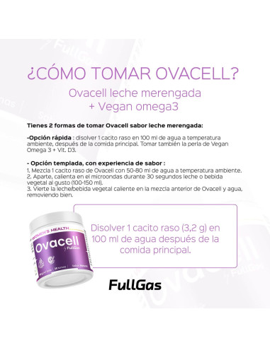Compra Ovacell Plus (Suplemento para SOP) con Omega 3 vegano sabor Leche Merengada