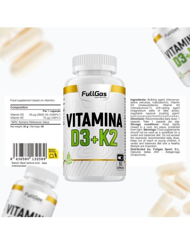 Vitamina D3 + Vitamina K2 - Cápsulas - 60 tomas