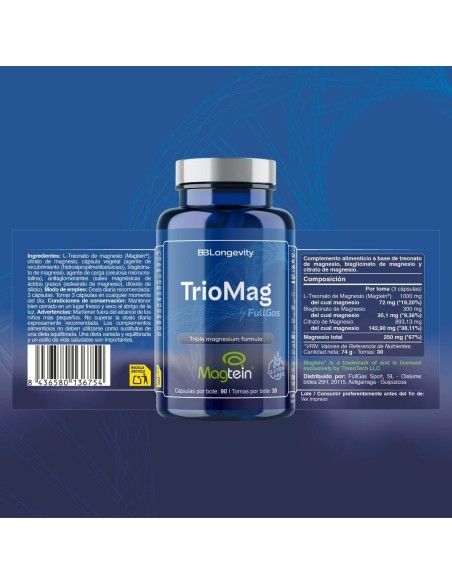 Comprar TrioMag (fórmula triple magnesio: Treonato Magtein® + Bisglicinato + Citrato)