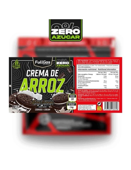 Crème de riz zéro (prédélatiminisée) - Cookies & Crème - 1kg