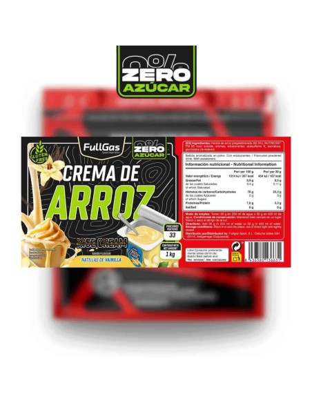 Crème à riz zéro (Pregélatinized) - Custard à Vanilla - 1kg