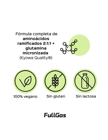 BCAAs (Aminoácidos Ramificados 2:1:1) + Glutamina (Kyowa®) - Limón - 500g