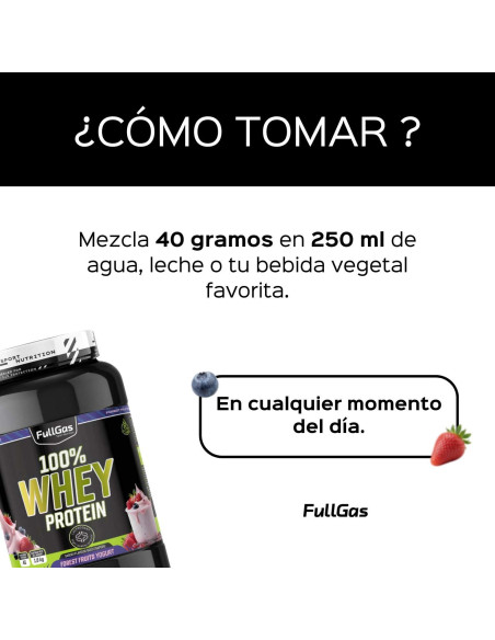 100% Whey Protein (Concentrado) - Yogur Frutas del Bosque - 1,8kg