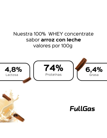 100% Whey Protein (Concentrado) - Arroz con leche - 1,8kg