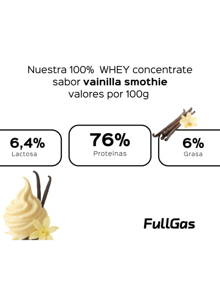 100% De protéines de lactosérum (concentré) - Smoothie à la vanille - 1.8kg