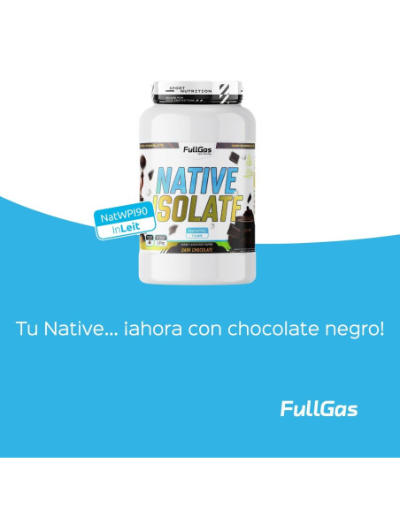 Isolat indigène (natif de lactosérum) - Sans édulcorant - Chocolat noir - 1,8 kg