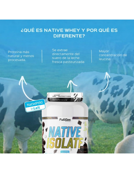 Native Isolate (Whey Nativa) - Sin Edulcorante - Chocolate negro - 1,8kg