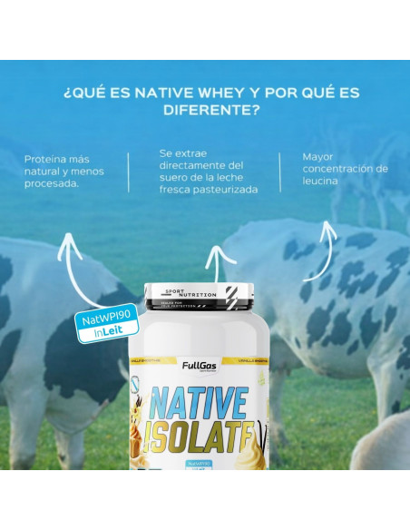 Isolat indigène (natif de lactosérum) - Avec édulcorant - Smoothie vanilla - 1.8kg