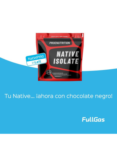 Isolat natif (lactosérum) - Sans édulcorant - Chocolat noir - 454g