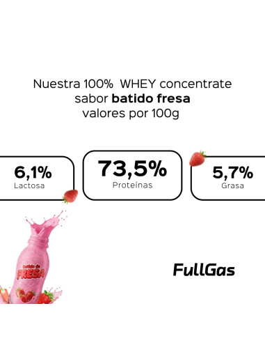 100% Protéine de lactosérum (concentré) - Smoothie à la fraise - 1.8kg