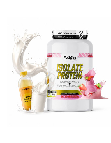 Aislado Suero + Proteína Clara Huevo - Batido de fresa - 900g
