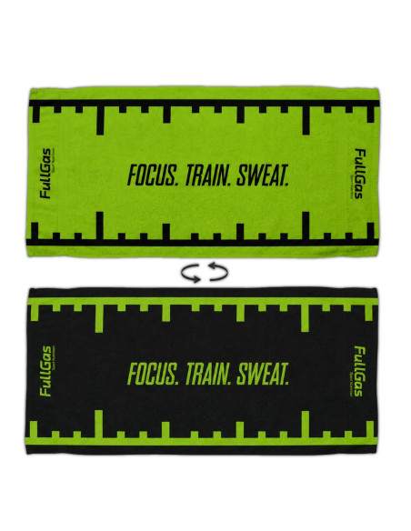 Serviette de sport réversible par FullGas - vert / noir - 100% coton