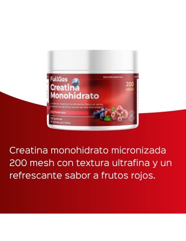 Creatina Monohidrato 200 Mesh en polvo - Frutos rojos - 250g
