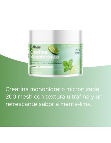 Creatina Monohidrato 200 Mesh en polvo - Menta/Lima - 250g