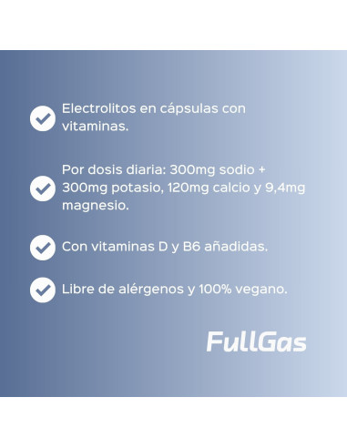Electrolytes totales - Sels minéraux dans des capsules. Basé sur des minéraux, du gingembre et des vitamines
