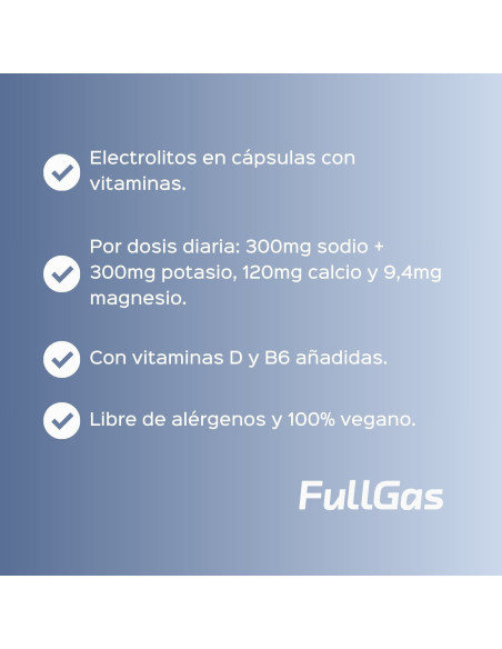 Electrolytes totales - Sels minéraux dans des capsules. Basé sur des minéraux, du gingembre et des vitamines
